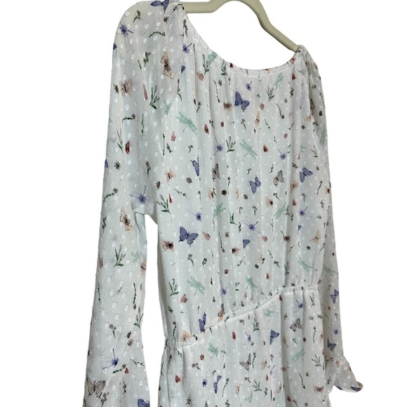 H&M Divided MIDI Butterfly Multi Colored White SZ 10 Feminine Cottagecore Fairy - Picture 7 of 13